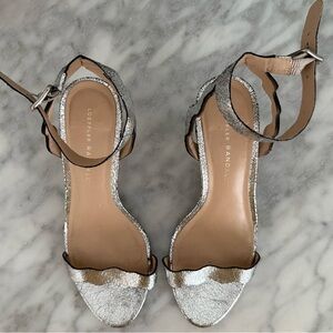 Loeffler Randall Amelia Metallic Silver Women's Sandals, Size 8.5.